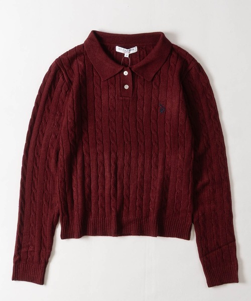 U.S. POLO ASSN.（ユーエスポロアッスン）の「【18】〔U.S.POLO ASSN/ユーエスポロアッスン〕ワンポイントロゴ ケーブルニットポロ レディース（ニット/セーター・レディース・ネイビー/アイボリー/ワインレッド/グリーン・LARGE/MEDIUM）」の17枚目の写真
