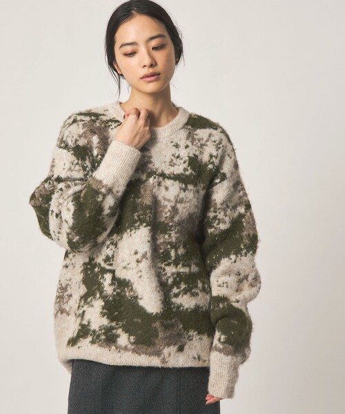 CITEN(シテン)の「<CITEN>ブラッシュドカモニット(ニット/セーター・メンズ・ブラック/ナチュラル・L/M)」の3枚目の写真