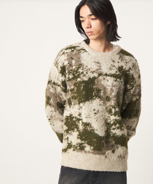 CITEN(シテン)の「<CITEN>ブラッシュドカモニット(ニット/セーター・メンズ・ブラック/ナチュラル・L/M)」の5枚目の写真