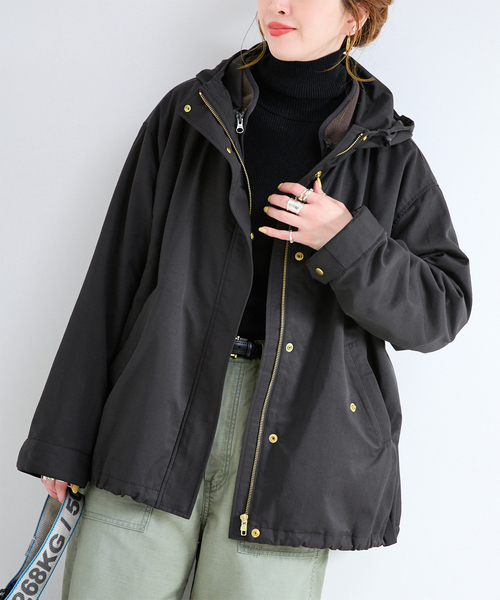 B.C STOCK(ベーセーストック)の「《2枚セット》ウォッシャブル / フリースライナー付きフードブルゾン(その他アウター・レディース・ブラック/ベージュ・FREE)」の1枚目の写真