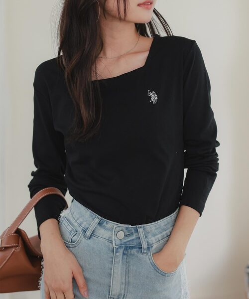 U.S. POLO ASSN.（ユーエスポロアッスン）の「[ U.S. POLO ASSN. ] M L 選べるタイプ長袖Tシャツ（Tシャツ/カットソー・レディース・ブラック/アイボリー/杢グレー/グレイッシュベージュ/ブラック系/グレー系/ベージュ系/アイボリー系・M/L/M1/L1）」の3枚目の写真