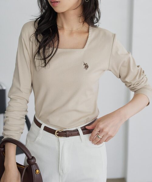 U.S. POLO ASSN.（ユーエスポロアッスン）の「[ U.S. POLO ASSN. ] M L 選べるタイプ長袖Tシャツ（Tシャツ/カットソー・レディース・ブラック/アイボリー/杢グレー/グレイッシュベージュ/ブラック系/グレー系/ベージュ系/アイボリー系・M/L/M1/L1）」の7枚目の写真