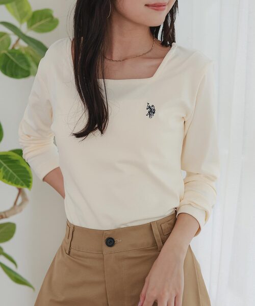 U.S. POLO ASSN.（ユーエスポロアッスン）の「[ U.S. POLO ASSN. ] M L 選べるタイプ長袖Tシャツ（Tシャツ/カットソー・レディース・ブラック/アイボリー/杢グレー/グレイッシュベージュ/ブラック系/グレー系/ベージュ系/アイボリー系・M/L/M1/L1）」の8枚目の写真