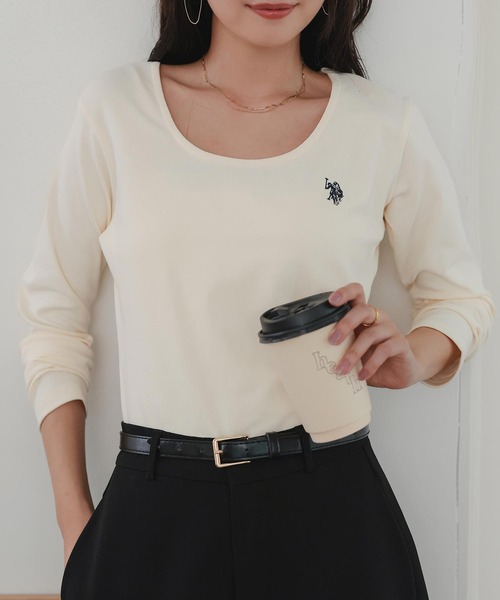 U.S. POLO ASSN.（ユーエスポロアッスン）の「[ U.S. POLO ASSN. ] M L 選べるタイプ長袖Tシャツ（Tシャツ/カットソー・レディース・ブラック/アイボリー/杢グレー/グレイッシュベージュ/ブラック系/グレー系/ベージュ系/アイボリー系・M/L/M1/L1）」の9枚目の写真