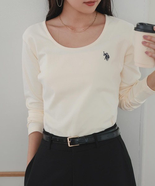 U.S. POLO ASSN.（ユーエスポロアッスン）の「[ U.S. POLO ASSN. ] M L 選べるタイプ長袖Tシャツ（Tシャツ/カットソー・レディース・ブラック/アイボリー/杢グレー/グレイッシュベージュ/ブラック系/グレー系/ベージュ系/アイボリー系・M/L/M1/L1）」の10枚目の写真