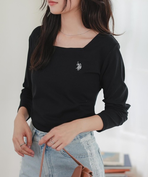 U.S. POLO ASSN.（ユーエスポロアッスン）の「[ U.S. POLO ASSN. ] M L 選べるタイプ長袖Tシャツ（Tシャツ/カットソー・レディース・ブラック/アイボリー/杢グレー/グレイッシュベージュ/ブラック系/グレー系/ベージュ系/アイボリー系・M/L/M1/L1）」の13枚目の写真
