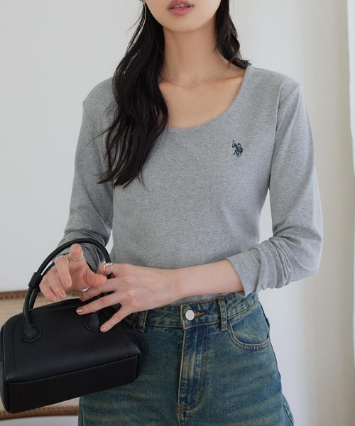 U.S. POLO ASSN.（ユーエスポロアッスン）の「[ U.S. POLO ASSN. ] M L 選べるタイプ長袖Tシャツ（Tシャツ/カットソー・レディース・ブラック/アイボリー/杢グレー/グレイッシュベージュ/ブラック系/グレー系/ベージュ系/アイボリー系・M/L/M1/L1）」の14枚目の写真