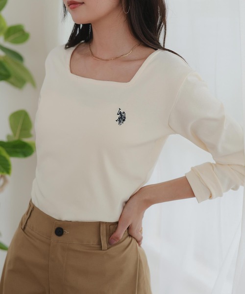 U.S. POLO ASSN.（ユーエスポロアッスン）の「[ U.S. POLO ASSN. ] M L 選べるタイプ長袖Tシャツ（Tシャツ/カットソー・レディース・ブラック/アイボリー/杢グレー/グレイッシュベージュ/ブラック系/グレー系/ベージュ系/アイボリー系・M/L/M1/L1）」の11枚目の写真