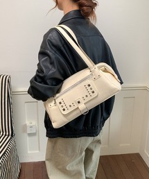 リベット装飾 ヴィンテージ 2WAYショルダーバッグ 斜めがけ可
