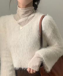 Vネックシャギーセーター