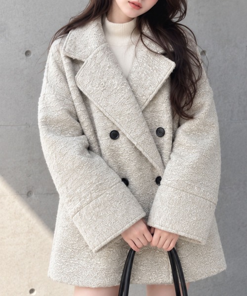 GLAMOROUS JANE(グラマラスジェーン)の「カールシャギーダブルコート(チェスターコート・レディース・アイボリー/ブラウン/ブラック/チャコールグレー・FREE)」の7枚目の写真