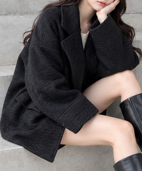 GLAMOROUS JANE(グラマラスジェーン)の「カールシャギーダブルコート(チェスターコート・レディース・アイボリー/ブラウン/ブラック/チャコールグレー・FREE)」の12枚目の写真