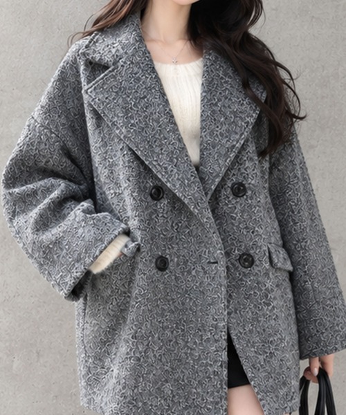 GLAMOROUS JANE(グラマラスジェーン)の「カールシャギーダブルコート(チェスターコート・レディース・アイボリー/ブラウン/ブラック/チャコールグレー・FREE)」の15枚目の写真