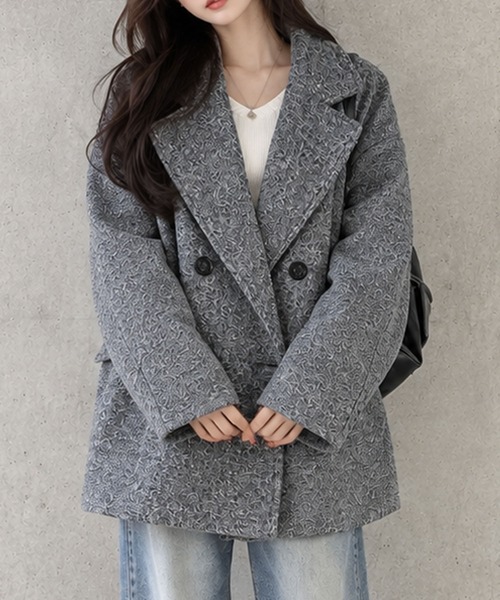 GLAMOROUS JANE(グラマラスジェーン)の「カールシャギーダブルコート(チェスターコート・レディース・アイボリー/ブラウン/ブラック/チャコールグレー・FREE)」の20枚目の写真