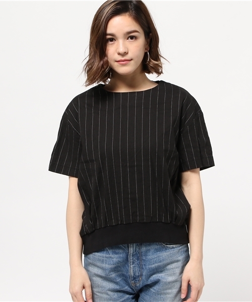 AZUL ENCANTO（アズールエンカント）の「裾リブ丸首ブラウス（シャツ/ブラウス・レディース・ブラック系その他/ホワイト系その他・MEDIUM/SMALL/LARGE）」の3枚目の写真