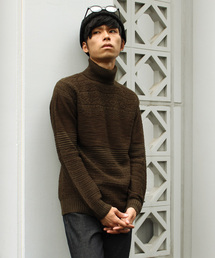 ESSENTIAL GARMENT MEN'S BIGI | タートルネックニット/パネルリンクス柄(ニット/セーター)