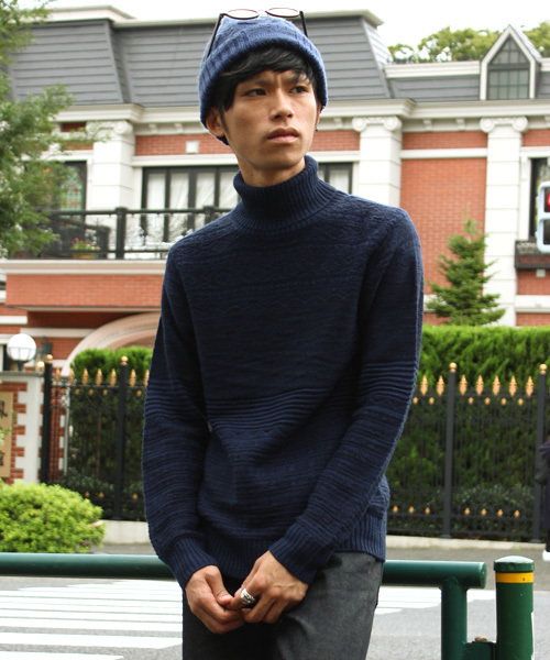 ESSENTIAL GARMENT MEN'S BIGI（エッセンシャルガーメントメンズビギ）の「タートルネックニット/パネルリンクス柄（ニット/セーター・メンズ・ネイビー/カーキ/ホワイト・S/M/L）」の13枚目の写真