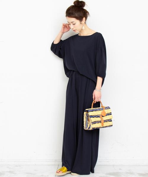 BEAUTY&YOUTH UNITED ARROWS（ビューティーアンドユースユナイテッドアローズ）の「BY∴ ジャージータックワイドパンツ　-手洗い可能- ◆（その他パンツ・レディース・ネイビー/マスタード/ブラック・FREE）」の13枚目の写真