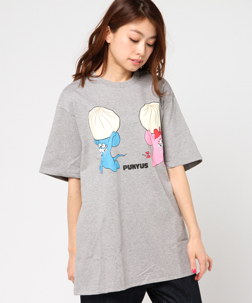 PUNYUS（プニュズ）の「マウスカップルT（Tシャツ/カットソー・レディース・ブラック/ホワイト/杢グレー・3/4）」の3枚目の写真