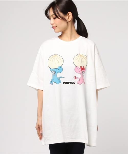 PUNYUS（プニュズ）の「マウスカップルT（Tシャツ/カットソー・レディース・ブラック/ホワイト/杢グレー・3/4）」の4枚目の写真