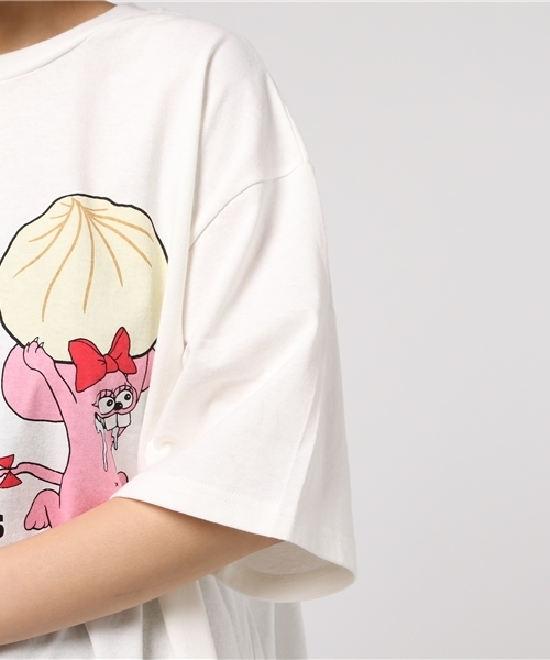 PUNYUS（プニュズ）の「マウスカップルT（Tシャツ/カットソー・レディース・ブラック/ホワイト/杢グレー・3/4）」の8枚目の写真