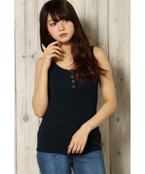 VENCEEXCHANGE（ヴァンスエクスチェンジ）の「ドットボタンヘンリータンクトップ（タンクトップ・レディース・ピンク/オフホワイト/グレー/ブラック/オリーブ/ライトブルー/イエロー/ネイビー・MEDIUM）」の6枚目の写真