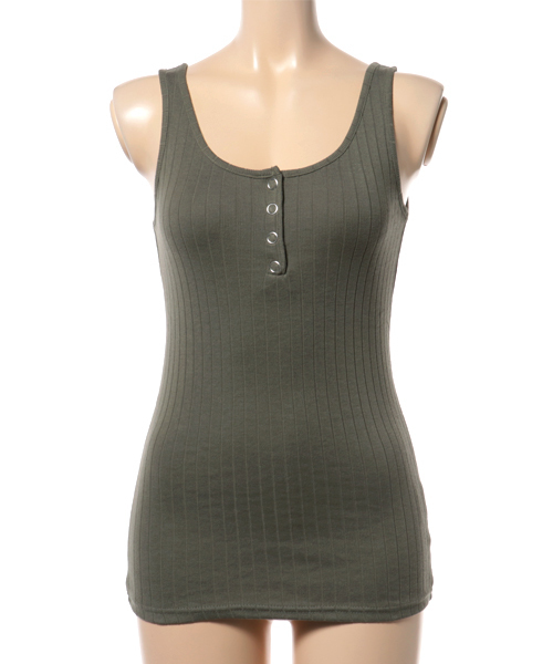 VENCEEXCHANGE（ヴァンスエクスチェンジ）の「ドットボタンヘンリータンクトップ（タンクトップ・レディース・ピンク/オフホワイト/グレー/ブラック/オリーブ/ライトブルー/イエロー/ネイビー・MEDIUM）」の17枚目の写真