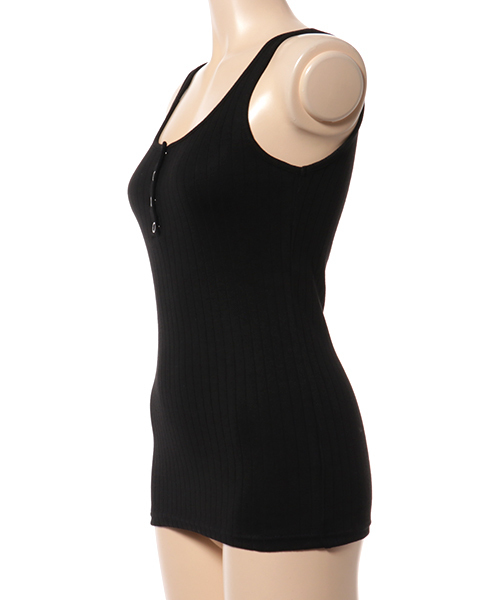 VENCEEXCHANGE（ヴァンスエクスチェンジ）の「ドットボタンヘンリータンクトップ（タンクトップ・レディース・ピンク/オフホワイト/グレー/ブラック/オリーブ/ライトブルー/イエロー/ネイビー・MEDIUM）」の9枚目の写真