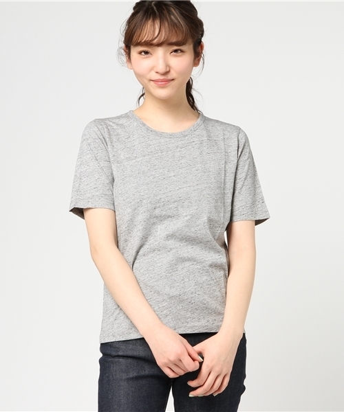 Honeys（ハニーズ）の「オーガニッククルーＴシャツ（Tシャツ/カットソー・レディース・オフホワイト/杢グレー/ブラック/カーキ/レッド/ホワイト×ブラック/ホワイト×ブルー/ネイビー・M/S/LL/L）」の5枚目の写真