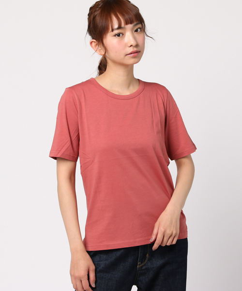 Honeys（ハニーズ）の「オーガニッククルーＴシャツ（Tシャツ/カットソー・レディース・オフホワイト/杢グレー/ブラック/カーキ/レッド/ホワイト×ブラック/ホワイト×ブルー/ネイビー・M/S/LL/L）」の8枚目の写真