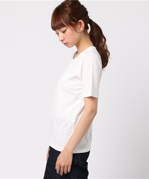 Honeys（ハニーズ）の「オーガニッククルーＴシャツ（Tシャツ/カットソー・レディース・オフホワイト/杢グレー/ブラック/カーキ/レッド/ホワイト×ブラック/ホワイト×ブルー/ネイビー・M/S/LL/L）」の10枚目の写真