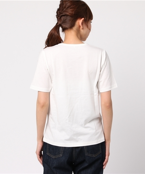 Honeys（ハニーズ）の「オーガニッククルーＴシャツ（Tシャツ/カットソー・レディース・オフホワイト/杢グレー/ブラック/カーキ/レッド/ホワイト×ブラック/ホワイト×ブルー/ネイビー・M/S/LL/L）」の11枚目の写真