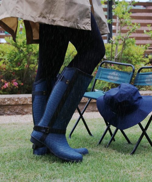 新品未着用！  ネイビー　ロング　レインブーツ レインブーツ ロングブーツ レディース レインシューズ ニーハイ