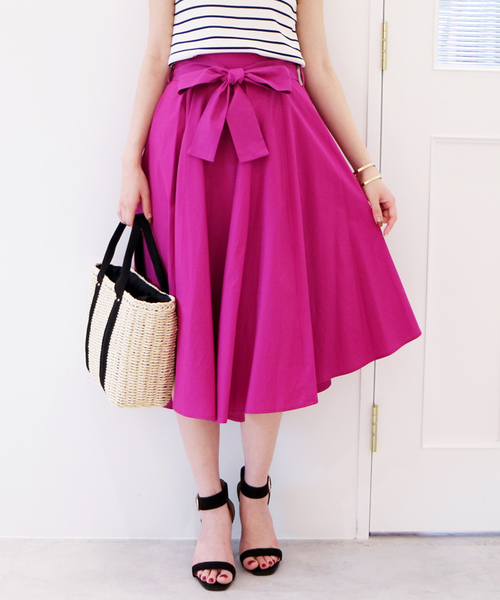 N.（N. Natural Beauty Basic）（エヌエヌナチュラルビューティーベーシック）の「取外しベルト付イレギュラーヘムタイプライタースカート（スカート・レディース・ピンク/ブラウン/グリーン/ブルー/ベージュ・MEDIUM）」の5枚目の写真