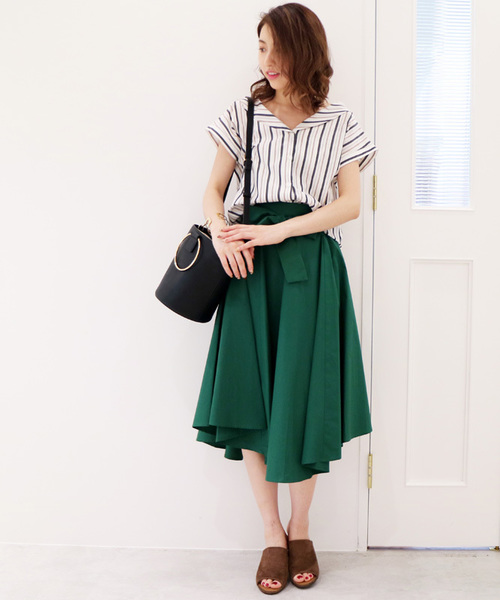 N.（N. Natural Beauty Basic）（エヌエヌナチュラルビューティーベーシック）の「取外しベルト付イレギュラーヘムタイプライタースカート（スカート・レディース・ピンク/ブラウン/グリーン/ブルー/ベージュ・MEDIUM）」の17枚目の写真