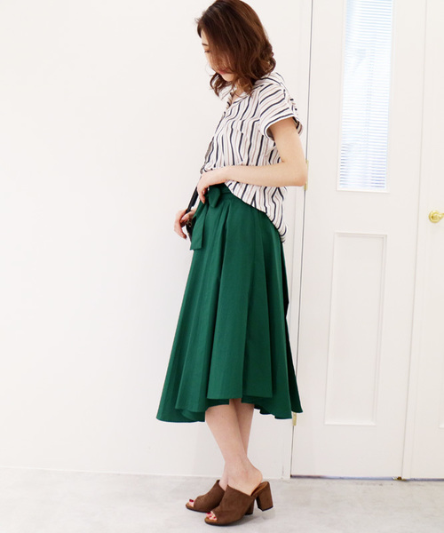 N.（N. Natural Beauty Basic）（エヌエヌナチュラルビューティーベーシック）の「取外しベルト付イレギュラーヘムタイプライタースカート（スカート・レディース・ピンク/ブラウン/グリーン/ブルー/ベージュ・MEDIUM）」の18枚目の写真