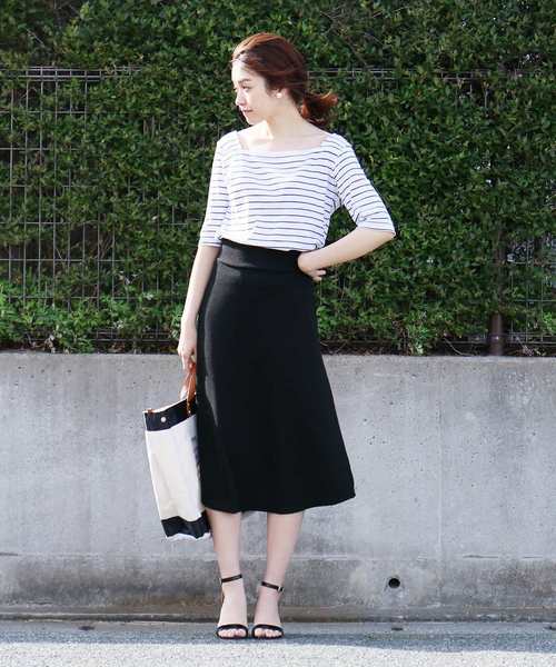 reca（レカ）の「【新色追加】ウエストゴムリブスウェット フレアスカート（スカート・レディース・ブラック/ライトグレー/ダークグレー/ネイビー/ダークグリーン/ボルドー・FREE）」の7枚目の写真