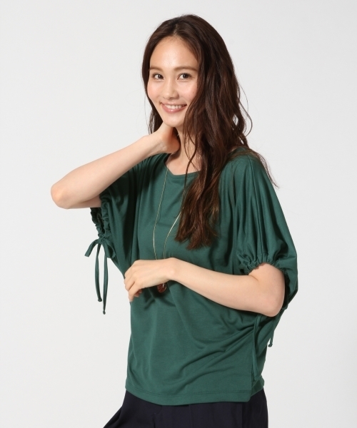 GLOBAL WORK（グローバルワーク）の「【機能素材】ドロストスリーブＴ半袖/759642（Tシャツ/カットソー・レディース・グリーン/ホワイト/ピンク系その他/ブラック/グレー・MEDIUM/LARGE）」の4枚目の写真