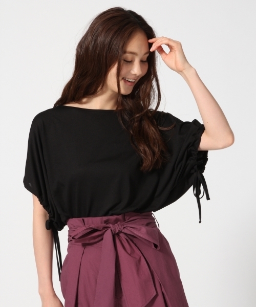 GLOBAL WORK（グローバルワーク）の「【機能素材】ドロストスリーブＴ半袖/759642（Tシャツ/カットソー・レディース・グリーン/ホワイト/ピンク系その他/ブラック/グレー・MEDIUM/LARGE）」の3枚目の写真