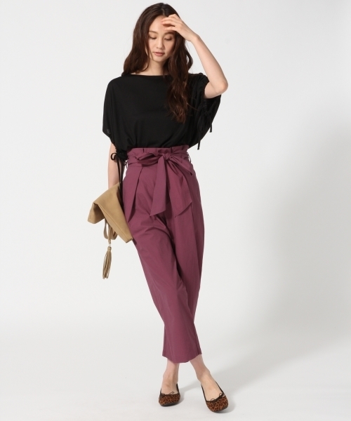 GLOBAL WORK（グローバルワーク）の「【機能素材】ドロストスリーブＴ半袖/759642（Tシャツ/カットソー・レディース・グリーン/ホワイト/ピンク系その他/ブラック/グレー・MEDIUM/LARGE）」の7枚目の写真