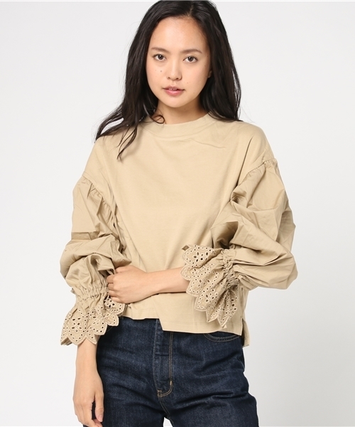 LOWRYS FARM(ローリーズファーム)の「フハクキリカエ/LS 769261 (Tシャツ/カットソー・レディース・オフホワイト/ブラック/ベージュ/レッド・LARGE/MEDIUM)」の14枚目の写真