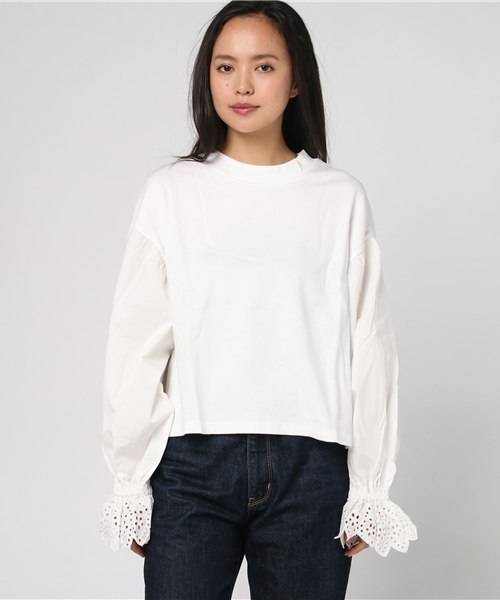 LOWRYS FARM(ローリーズファーム)の「フハクキリカエ/LS 769261 (Tシャツ/カットソー・レディース・オフホワイト/ブラック/ベージュ/レッド・LARGE/MEDIUM)」の9枚目の写真