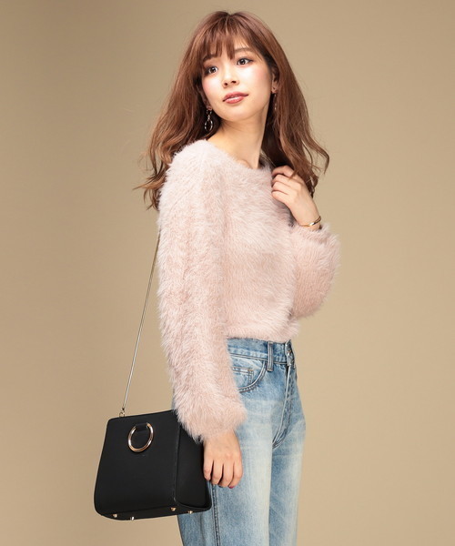 natural couture（ナチュラルクチュール）の「モンスターシャギーニット（ニット/セーター・レディース・グレー/グリーン/アイボリー/ピンクベージュ・FREE）」の4枚目の写真