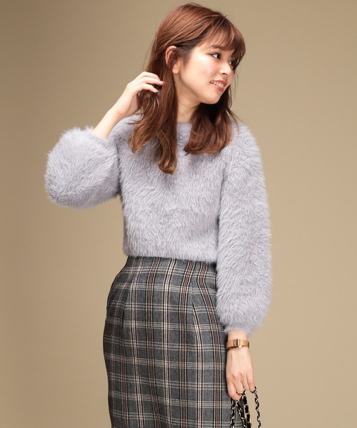 natural couture（ナチュラルクチュール）の「モンスターシャギーニット（ニット/セーター・レディース・グレー/グリーン/アイボリー/ピンクベージュ・FREE）」の2枚目の写真