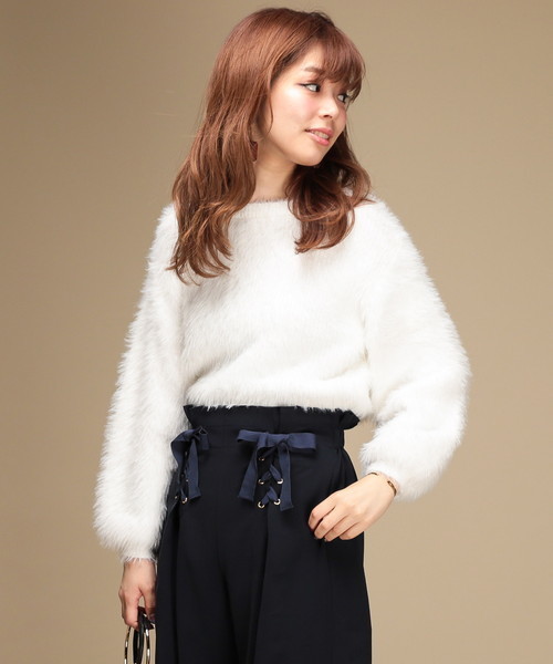 natural couture（ナチュラルクチュール）の「モンスターシャギーニット（ニット/セーター・レディース・グレー/グリーン/アイボリー/ピンクベージュ・FREE）」の13枚目の写真