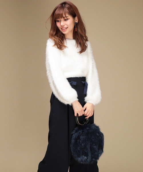 natural couture（ナチュラルクチュール）の「モンスターシャギーニット（ニット/セーター・レディース・グレー/グリーン/アイボリー/ピンクベージュ・FREE）」の16枚目の写真