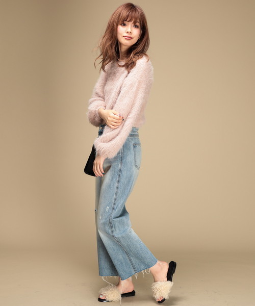 natural couture（ナチュラルクチュール）の「モンスターシャギーニット（ニット/セーター・レディース・グレー/グリーン/アイボリー/ピンクベージュ・FREE）」の17枚目の写真