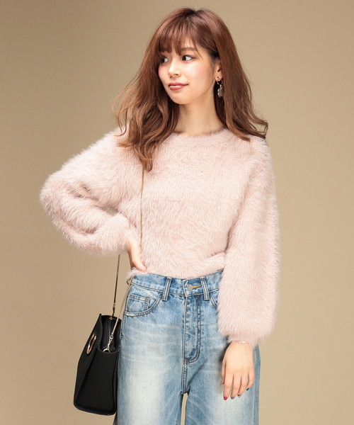 natural couture（ナチュラルクチュール）の「モンスターシャギーニット（ニット/セーター・レディース・グレー/グリーン/アイボリー/ピンクベージュ・FREE）」の10枚目の写真