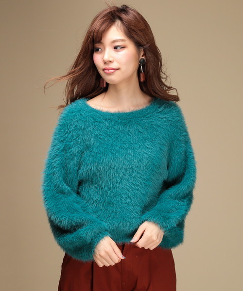 natural couture（ナチュラルクチュール）の「モンスターシャギーニット（ニット/セーター・レディース・グレー/グリーン/アイボリー/ピンクベージュ・FREE）」の19枚目の写真