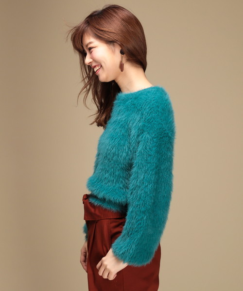 natural couture（ナチュラルクチュール）の「モンスターシャギーニット（ニット/セーター・レディース・グレー/グリーン/アイボリー/ピンクベージュ・FREE）」の8枚目の写真